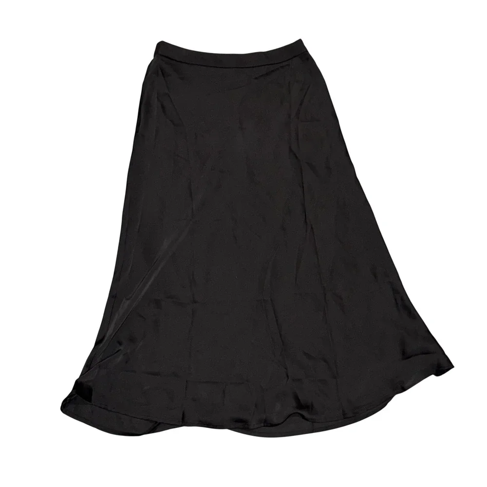Cupshe Satin Midi Skirt Womens Medium Black NEW A02B4K009AA Silky Slip Skirt